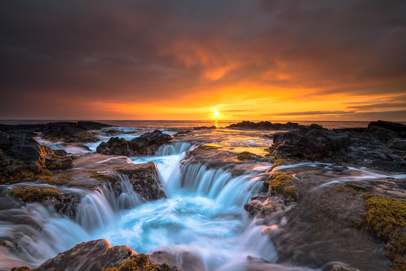 Waterfalls on Rocky Shore