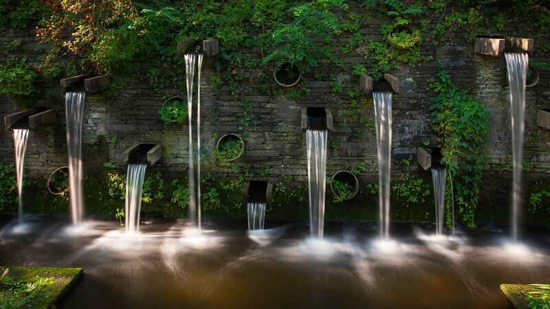 Waterfalls on Stone Wall
