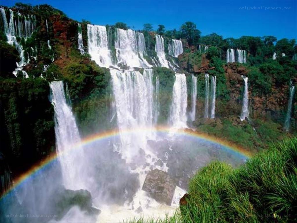Waterfalls with rainbow