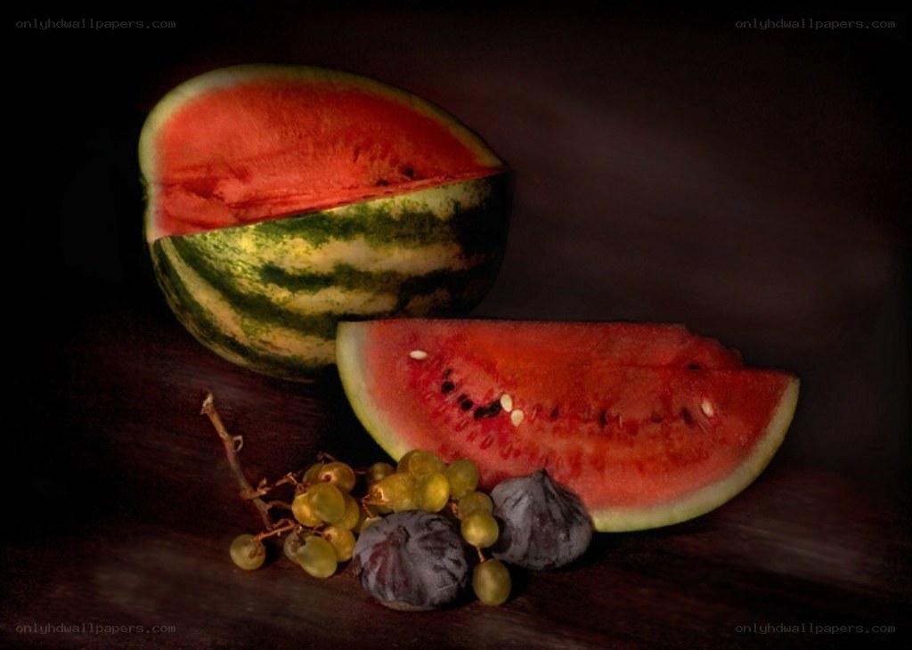 Watermelon and fruit still life