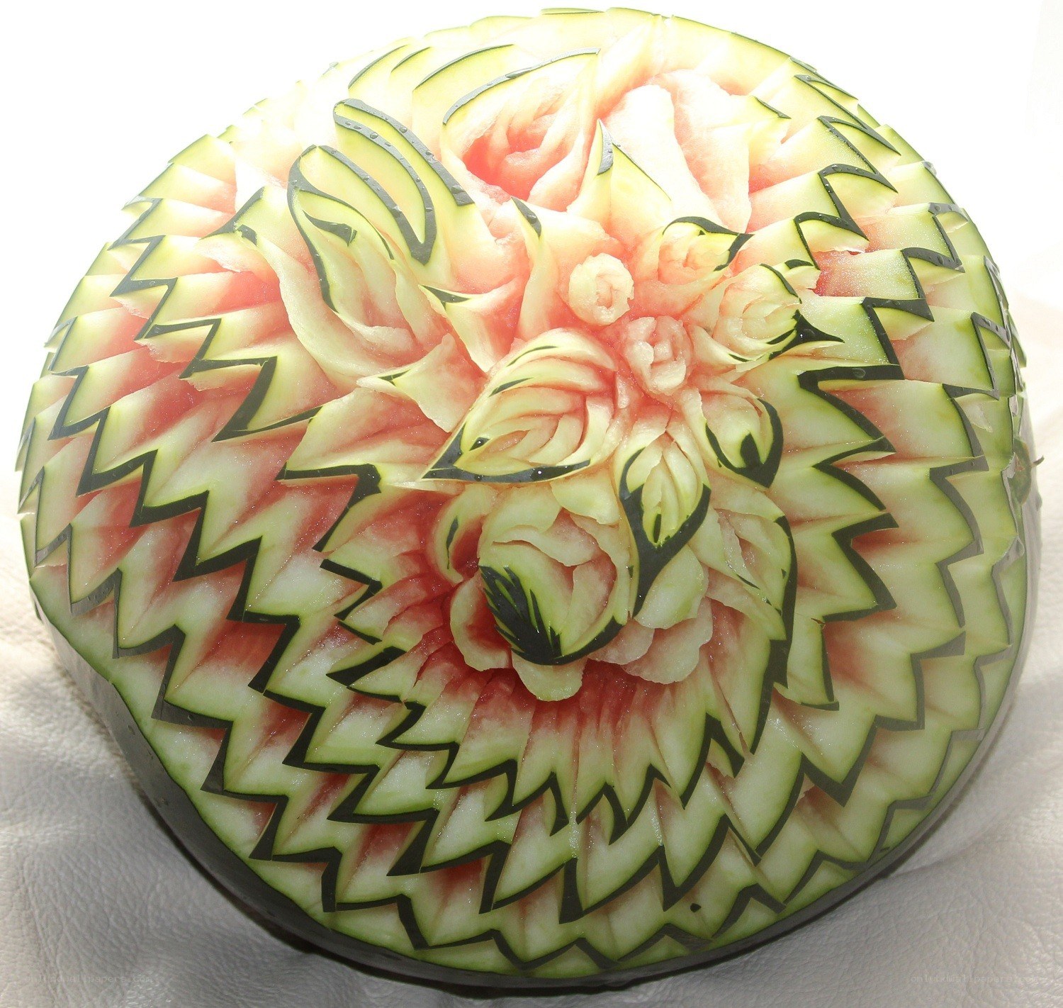 Watermelon carved into a flower