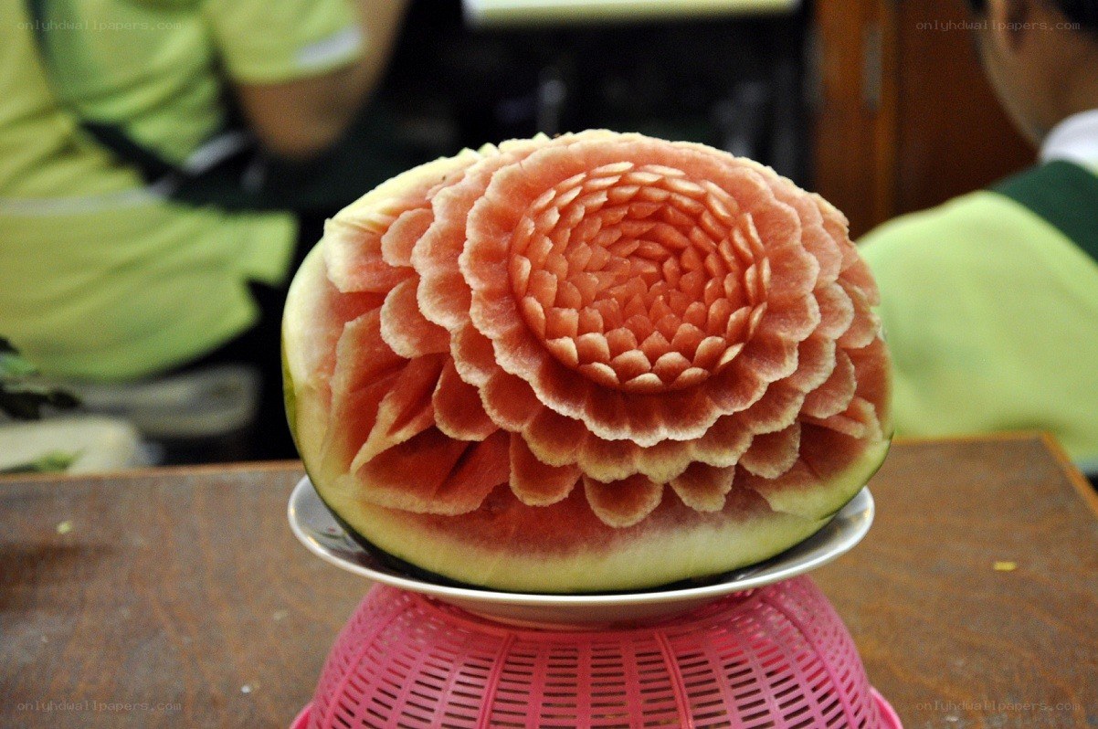 Watermelon carved into a flower
