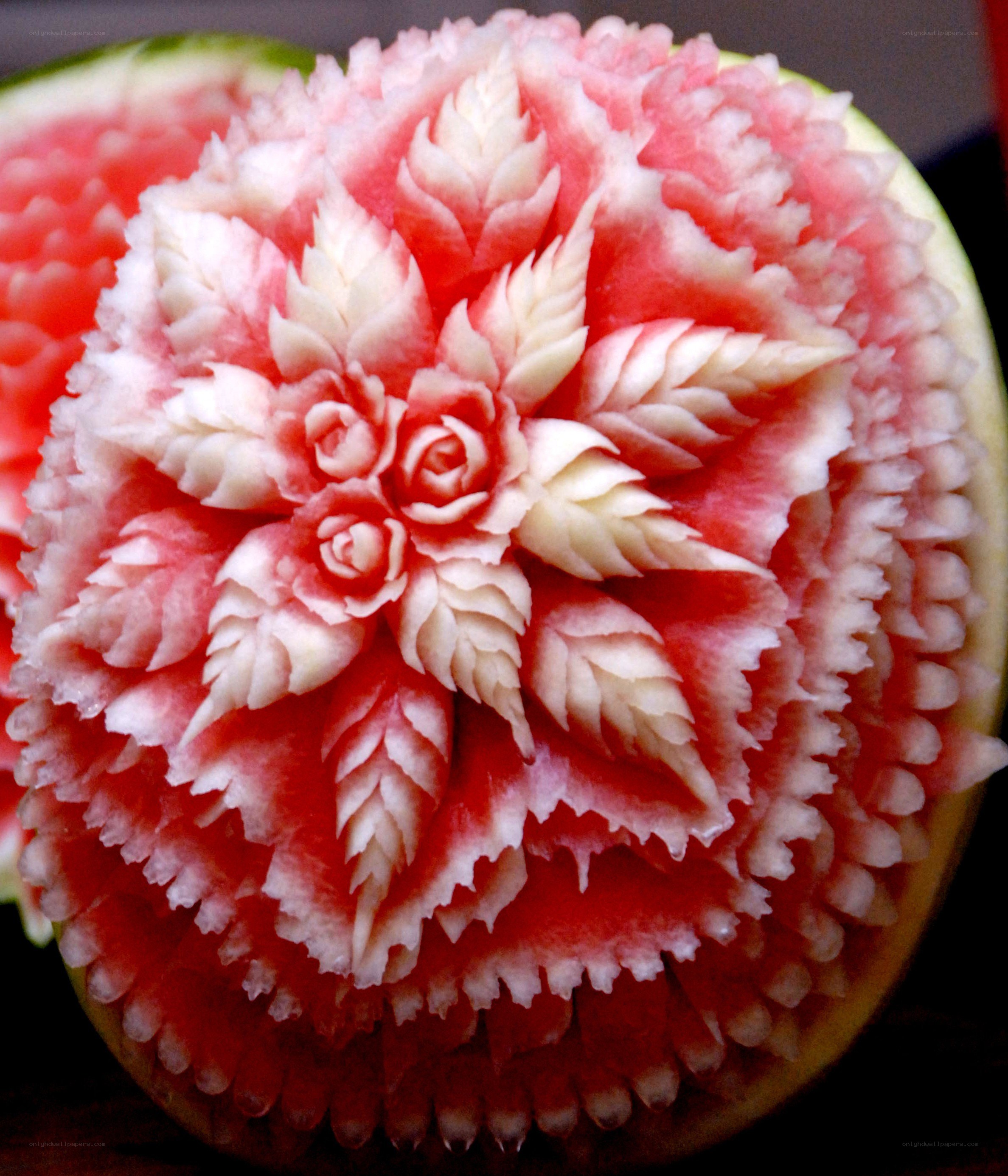 Watermelon carved into a flower