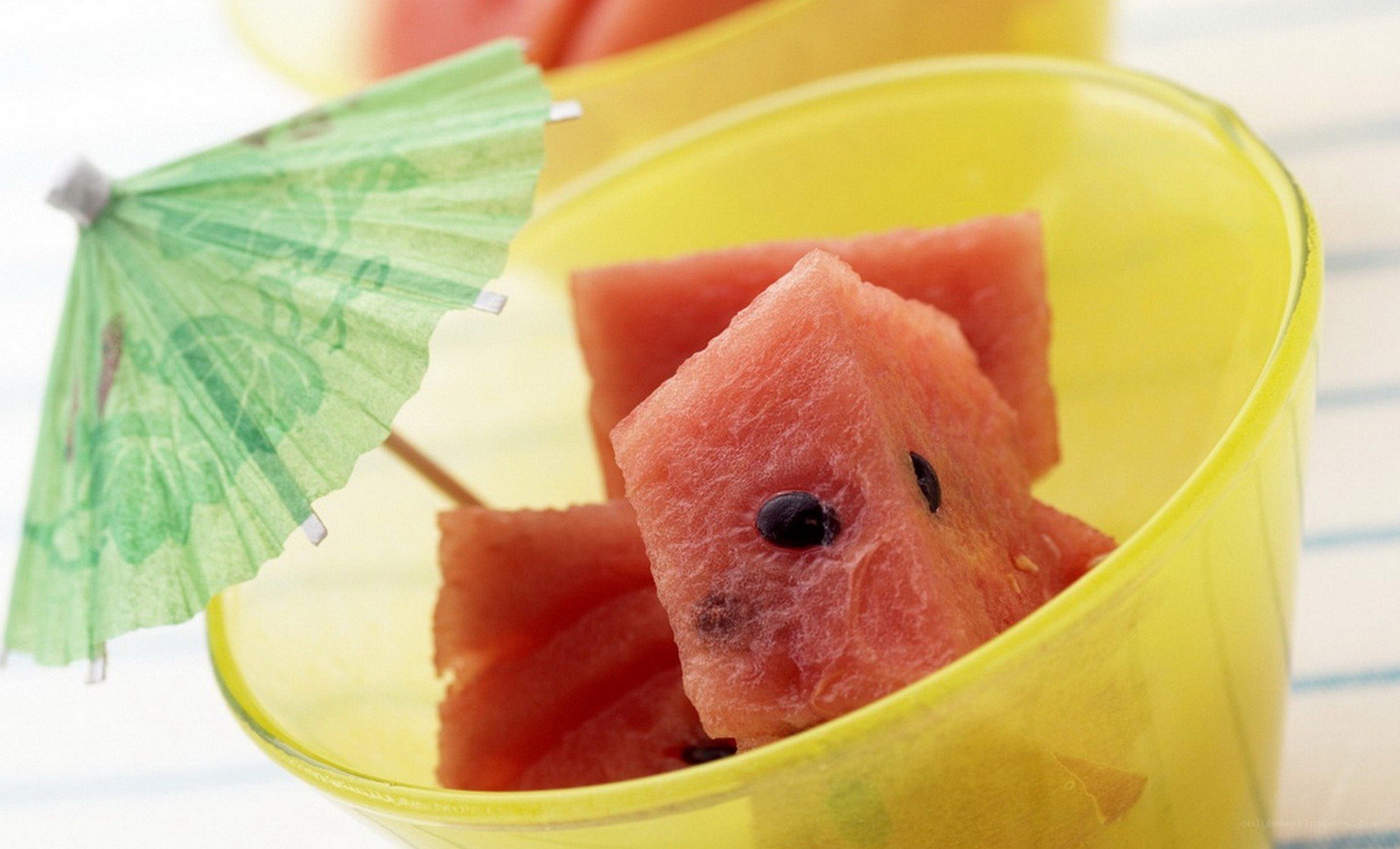 Watermelon in a yellow cup