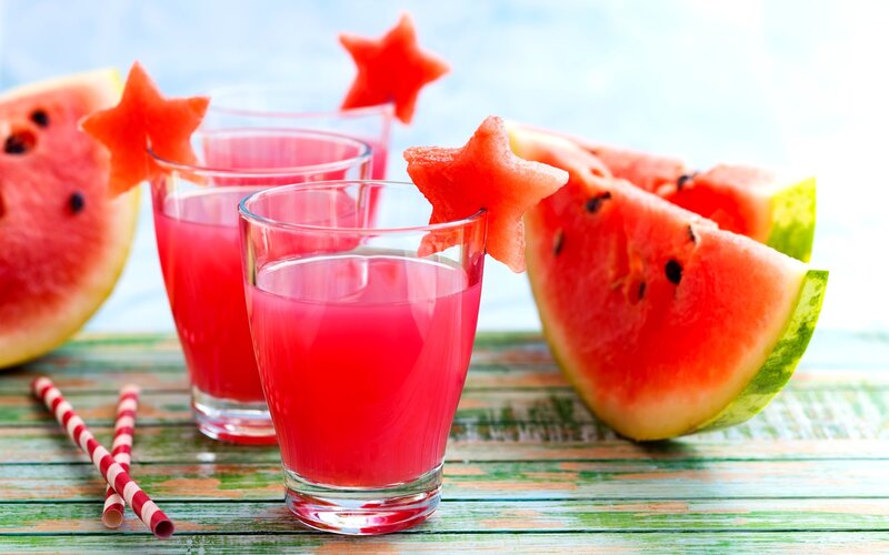 Watermelon Juice in Glasses — Red