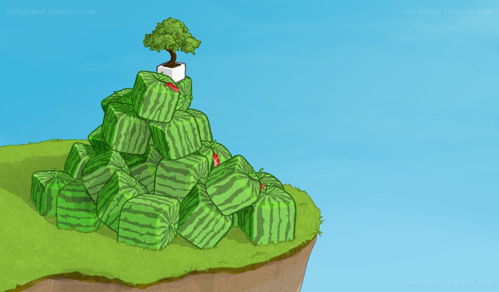 Watermelon mountain with tree