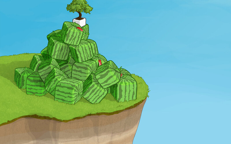 Watermelon pile on cliff
