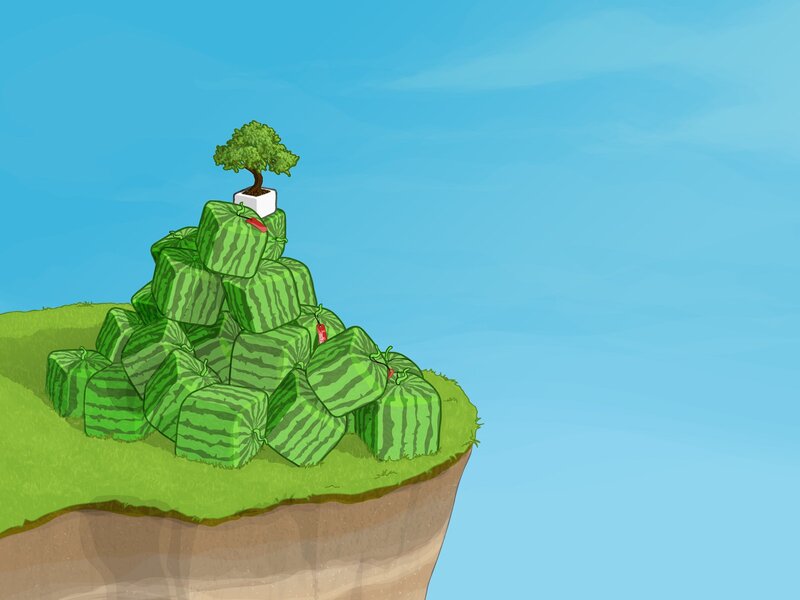 Watermelon Pile with Tree
