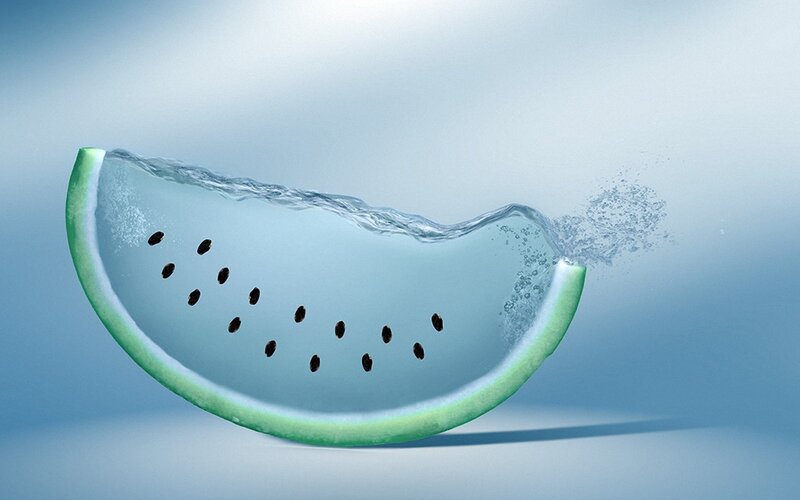 Watermelon Slice in Water — Blue