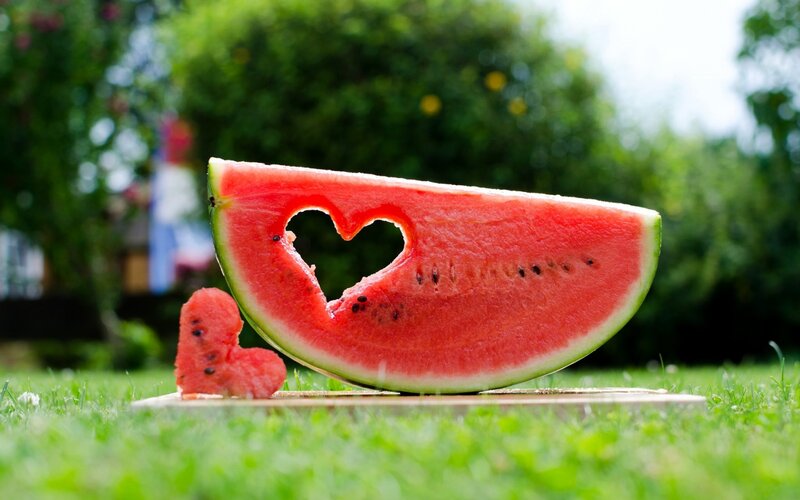 Watermelon Slice with Heart — Red, Serene, Summer