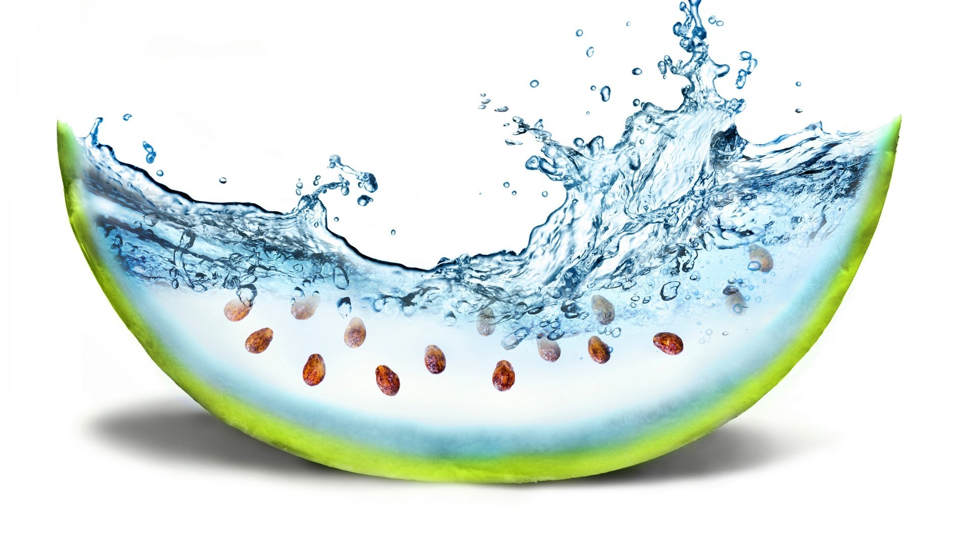 Watermelon slice with water splash
