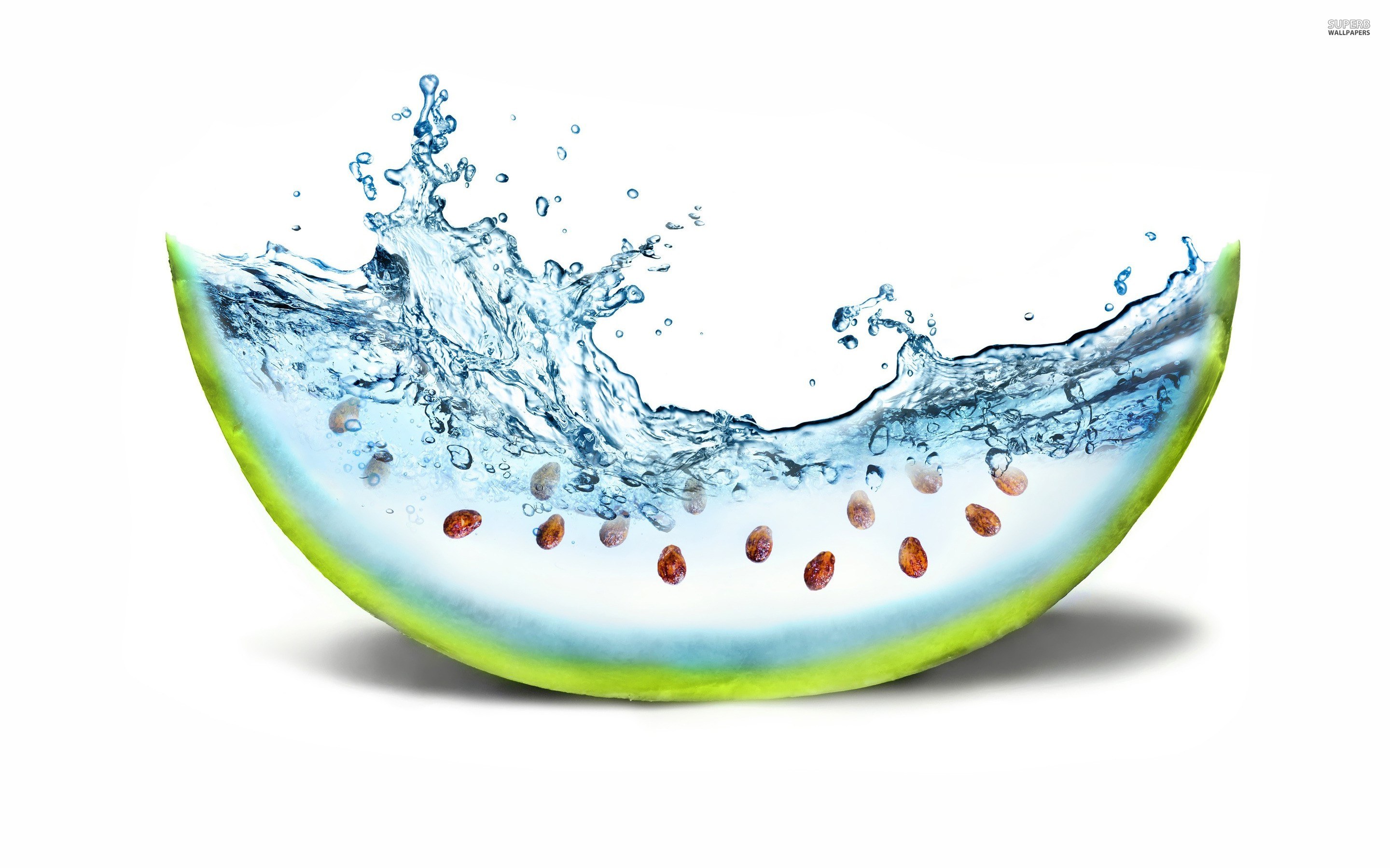 Watermelon slice with water splash