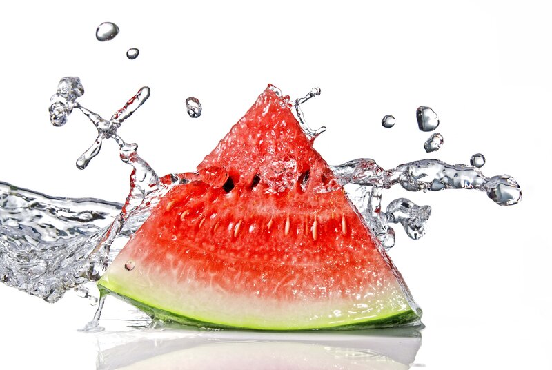 watermelon slice with water splash