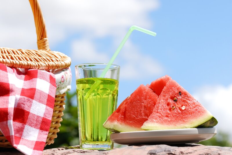 Watermelon Slices and Drink