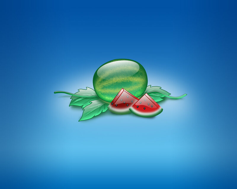 Watermelon Slices and Leaf