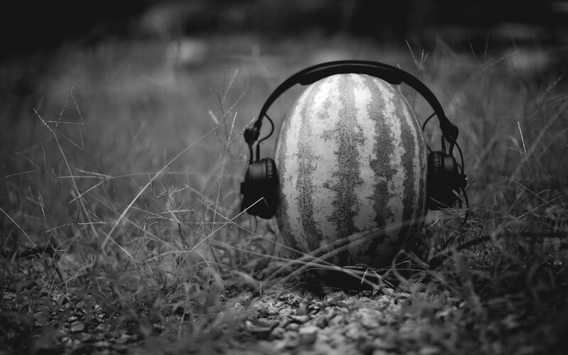 Watermelon with Headphones — Black
