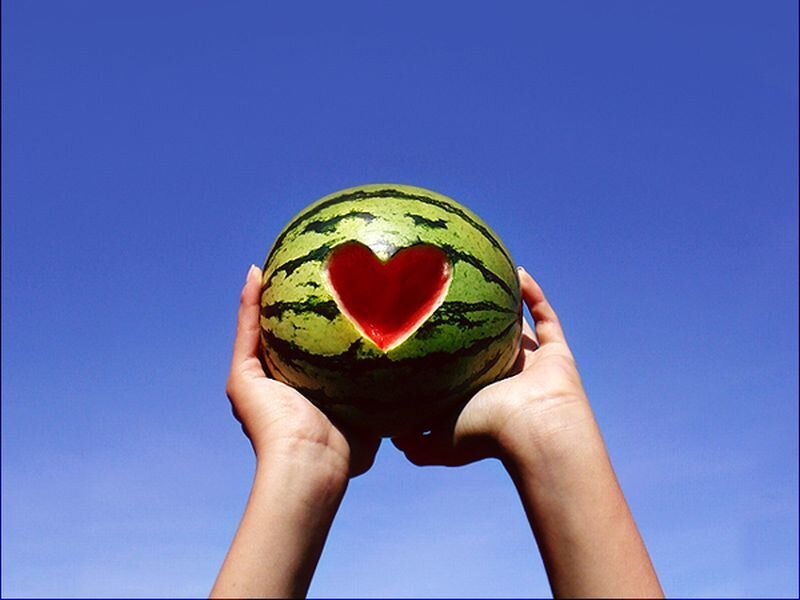 Watermelon with Heart Cutout