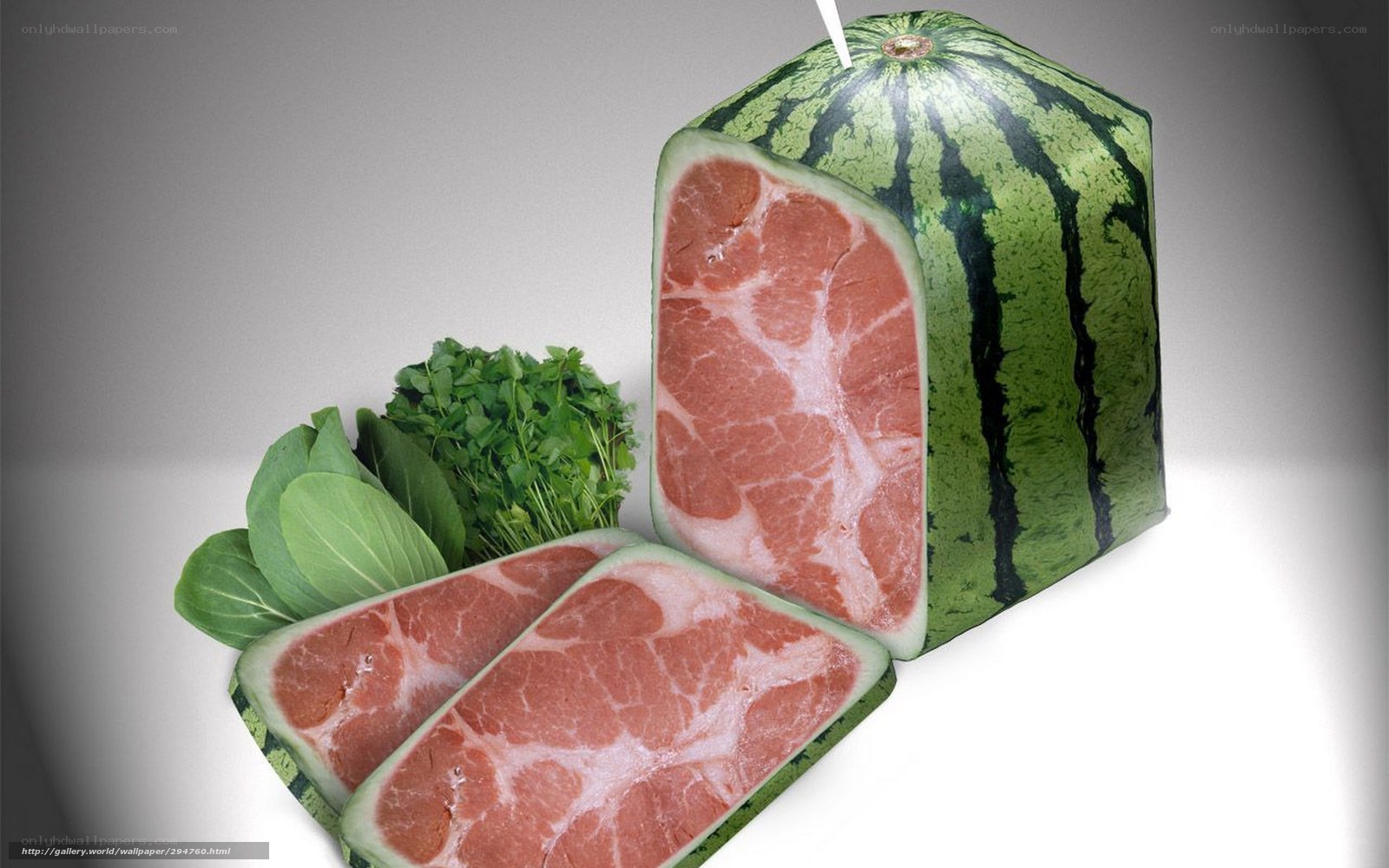 watermelon with meat slices