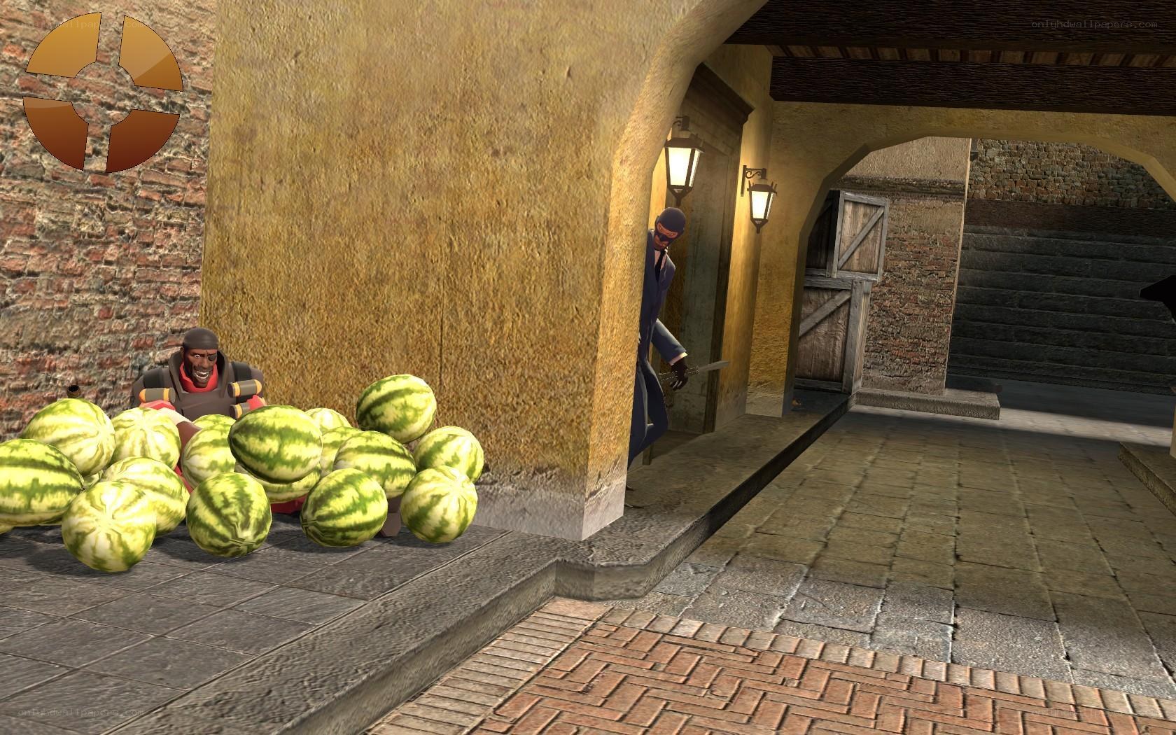 Watermelons in a game scene