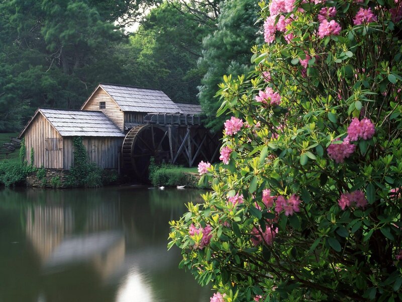 Watermill by a river