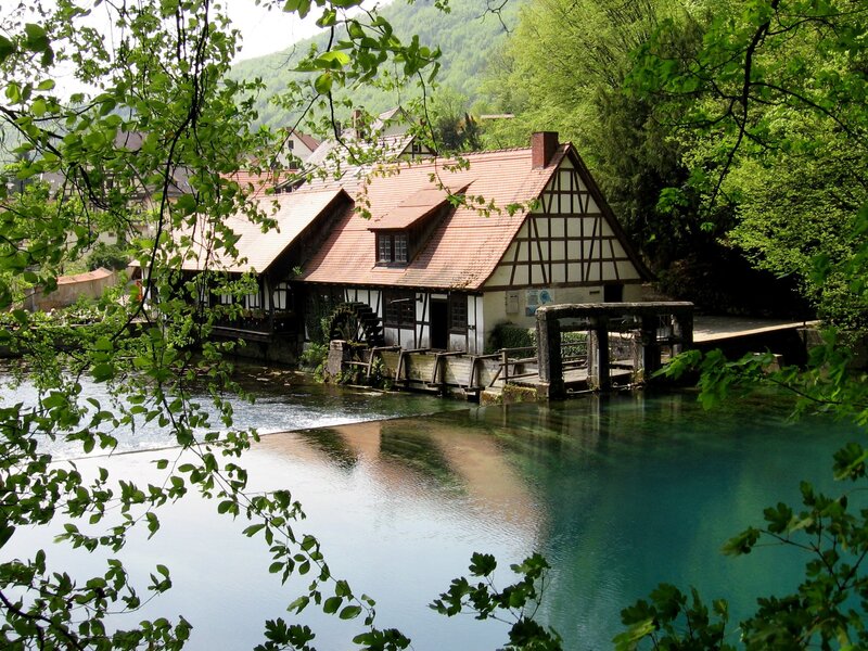 Watermill by River — Green