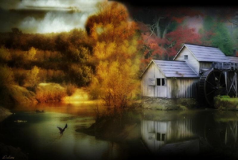Watermill by River — Yellow