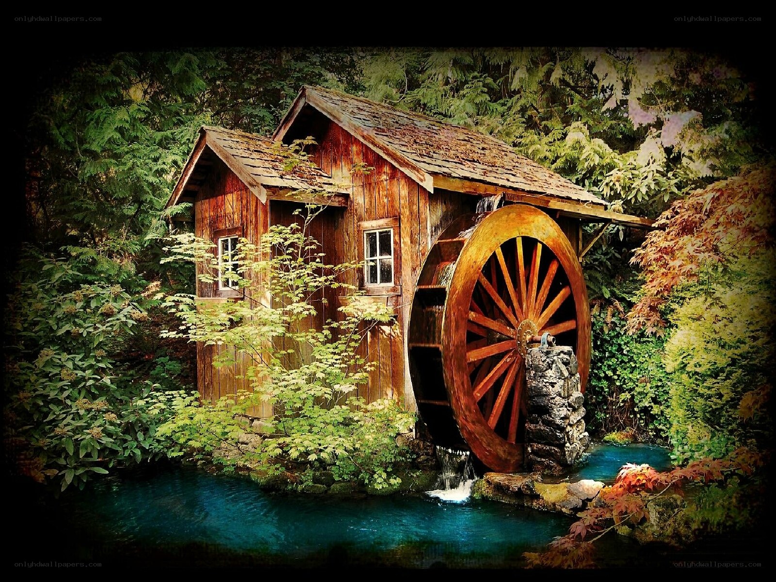Watermill in a forest