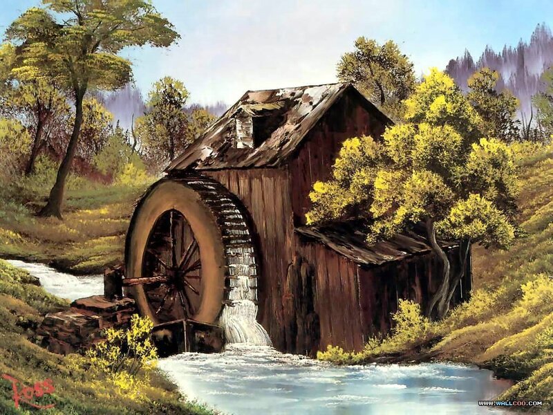Watermill in a rural landscape