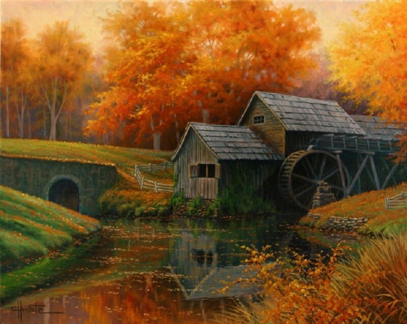 Watermill in Autumn — Orange