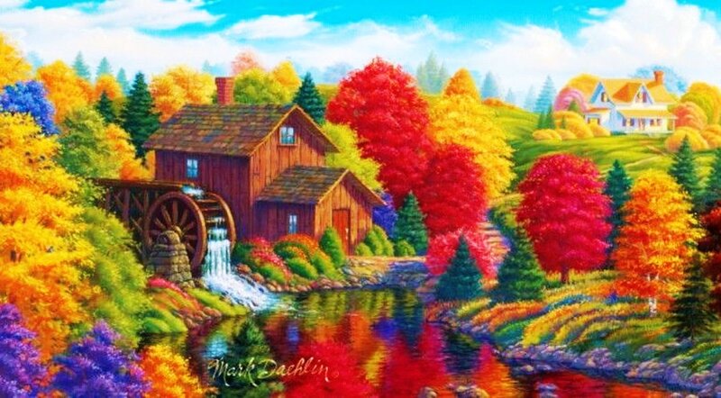 Watermill in Autumn — Red
