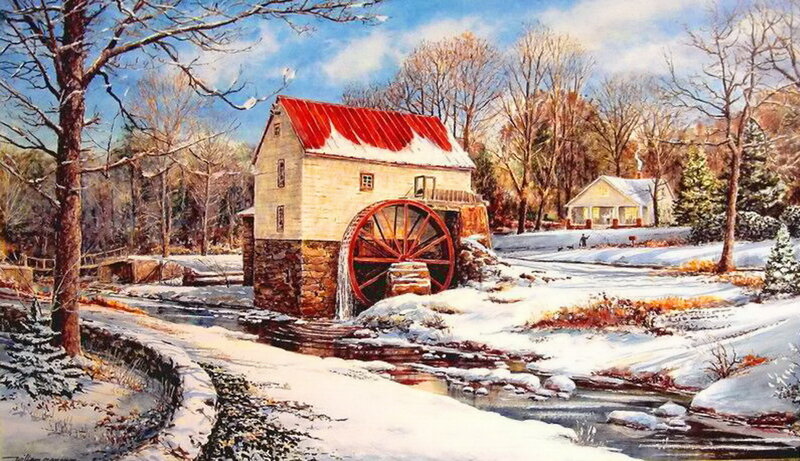 Watermill in Winter