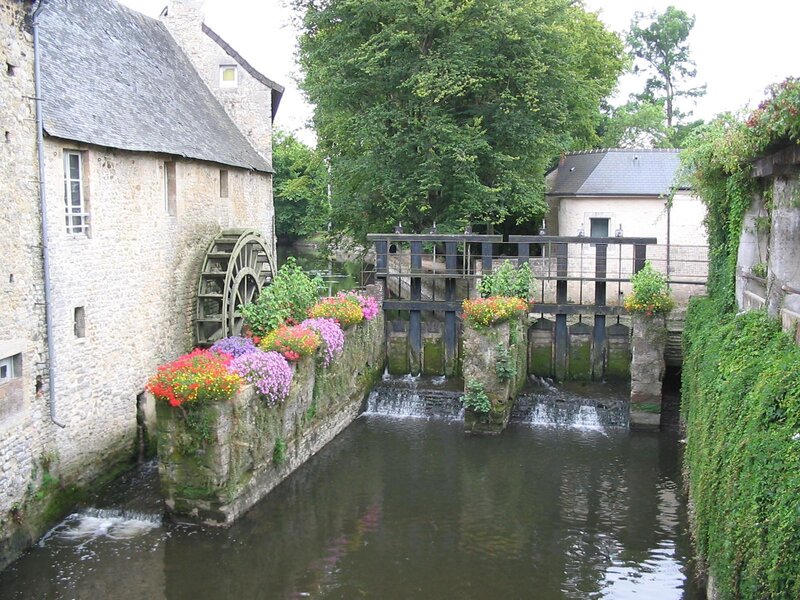 Watermill with flower boxes