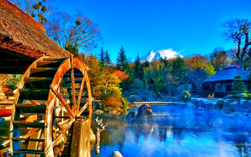 Waterwheel and Mountain