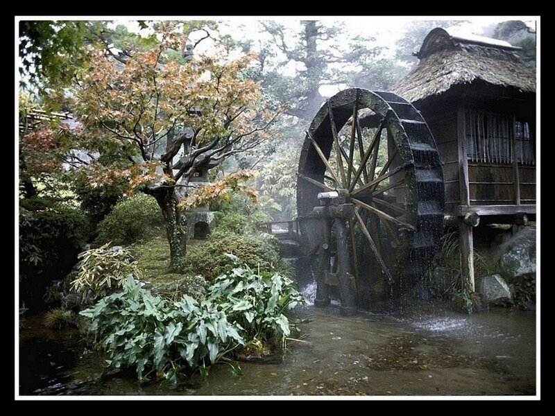 Waterwheel in a Japanese garden
