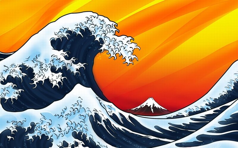 Wave and Mountain — Blue