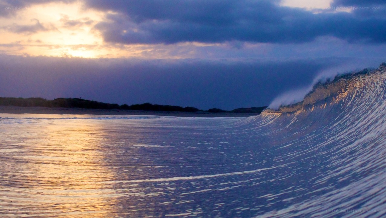 Wave at sunset on the beach