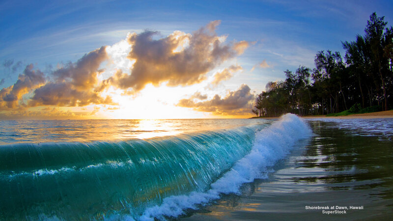 Wave Breaking on Shore — Blue, Serene