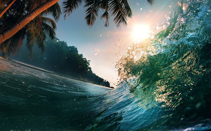 Wave Crashing at Beach
