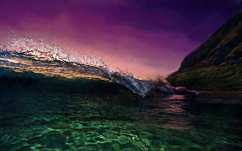 Wave Crashing at Dusk