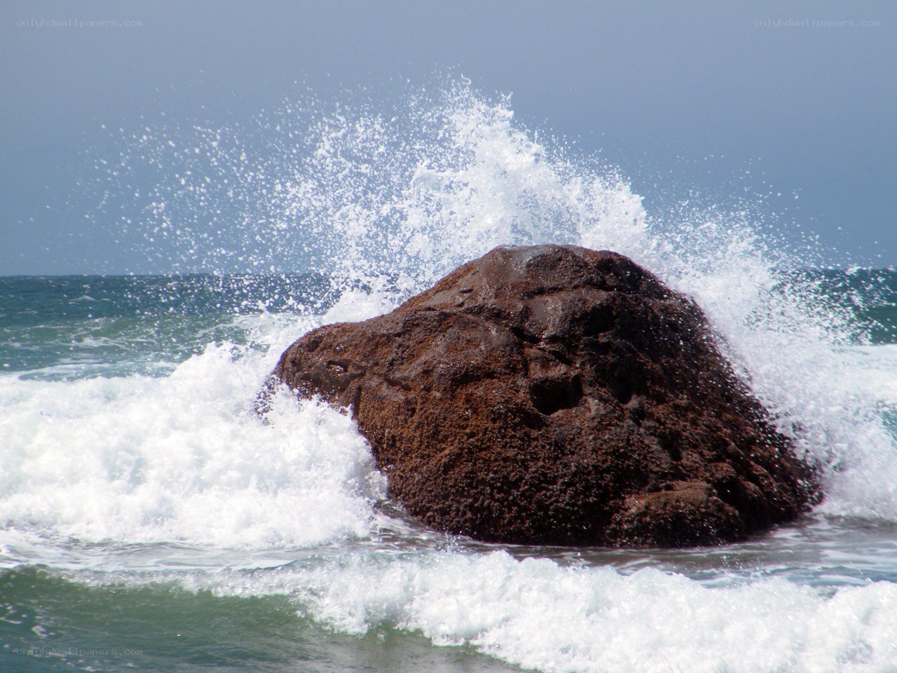 Wave crashing on a rock