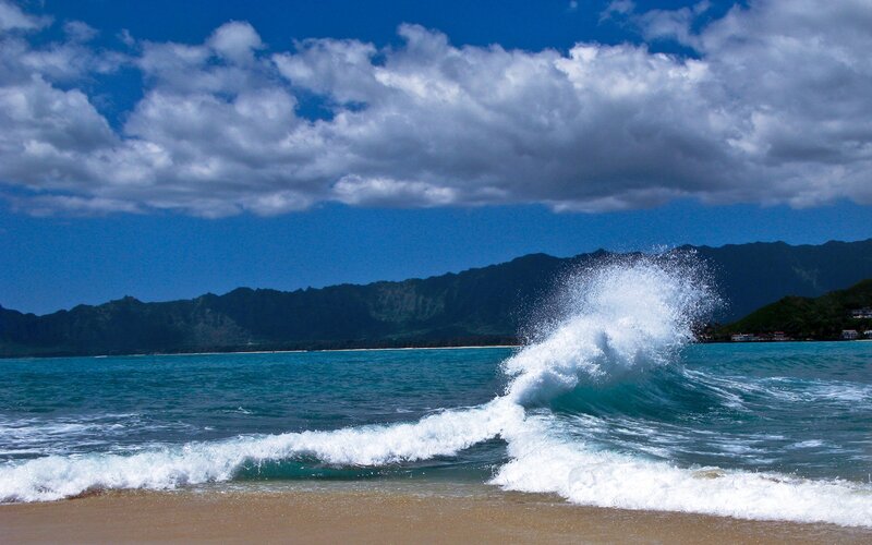 Wave Crashing on Beach — Blue