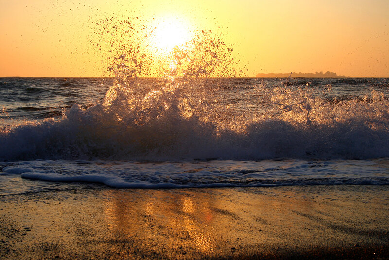 Wave Crashing on Beach — Gold
