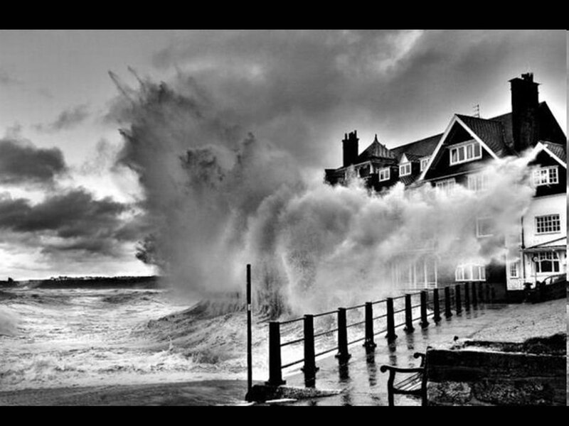 Wave Crashing on Houses