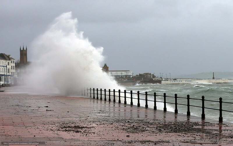Wave Crashing on Pier — Gray, Dramatic