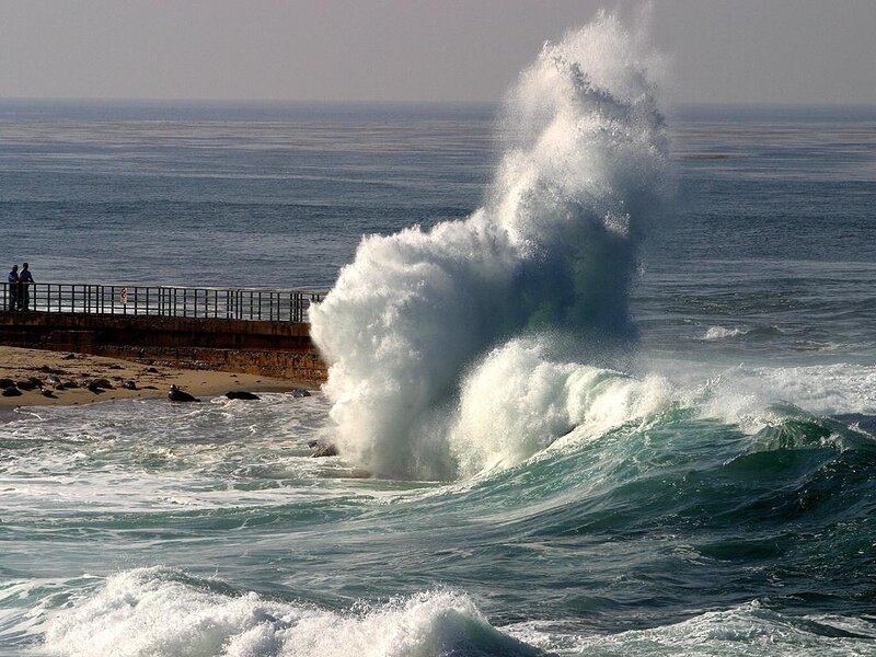 Wave Crashing on Pier