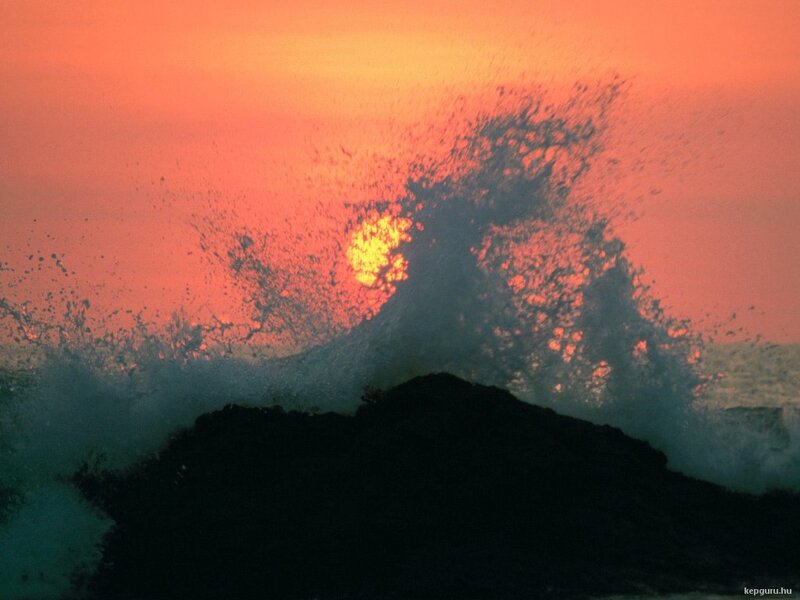 Wave Crashing on Rock — Orange