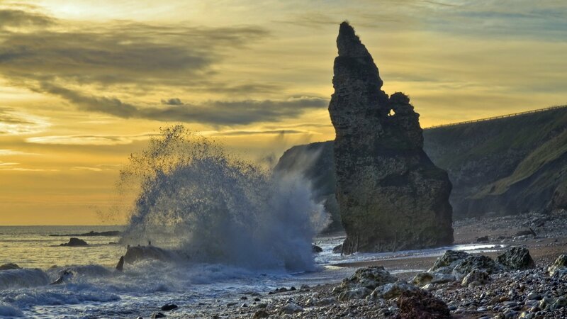 Wave Crashing on Rock — Yellow