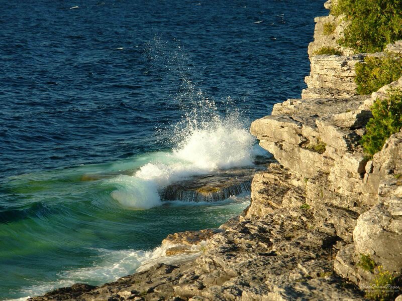 Wave Crashing on Rocks — Blue, Dramatic