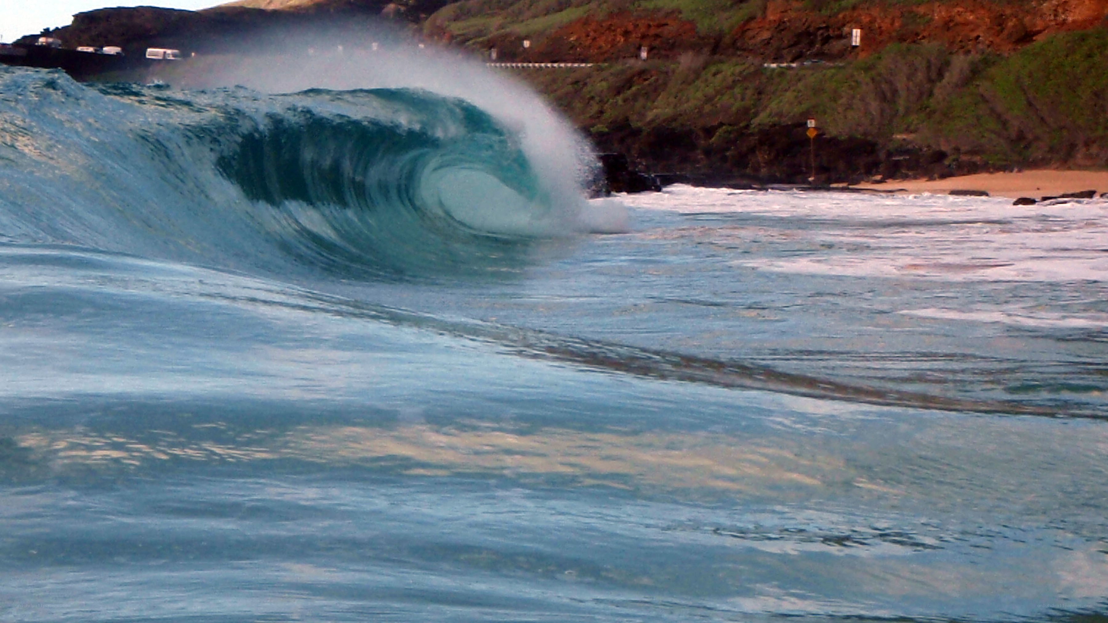 Wave crashing on shore