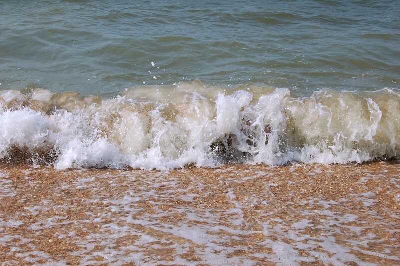 Wave Crashing on Shore — Blue, Calm